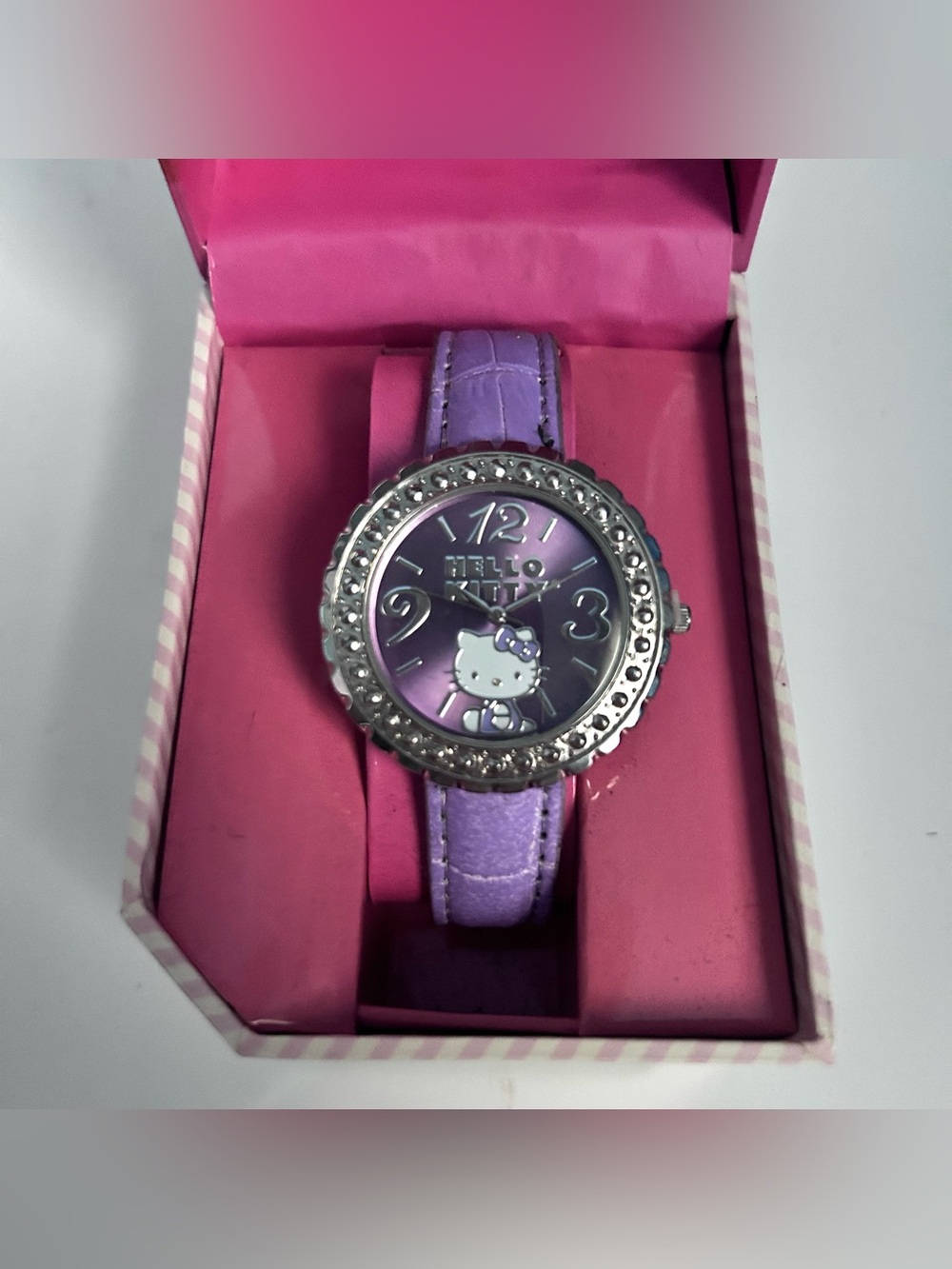 New Hello Kitty Sanrio Watch Purple and Silver Rhinestones